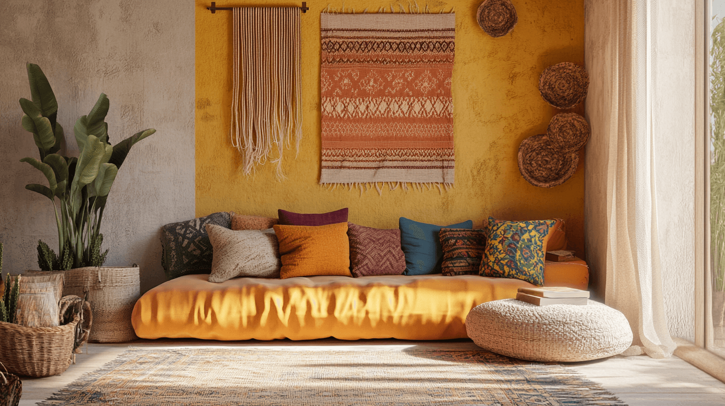 Barvy a materiály ve stylu Nomadic Boho