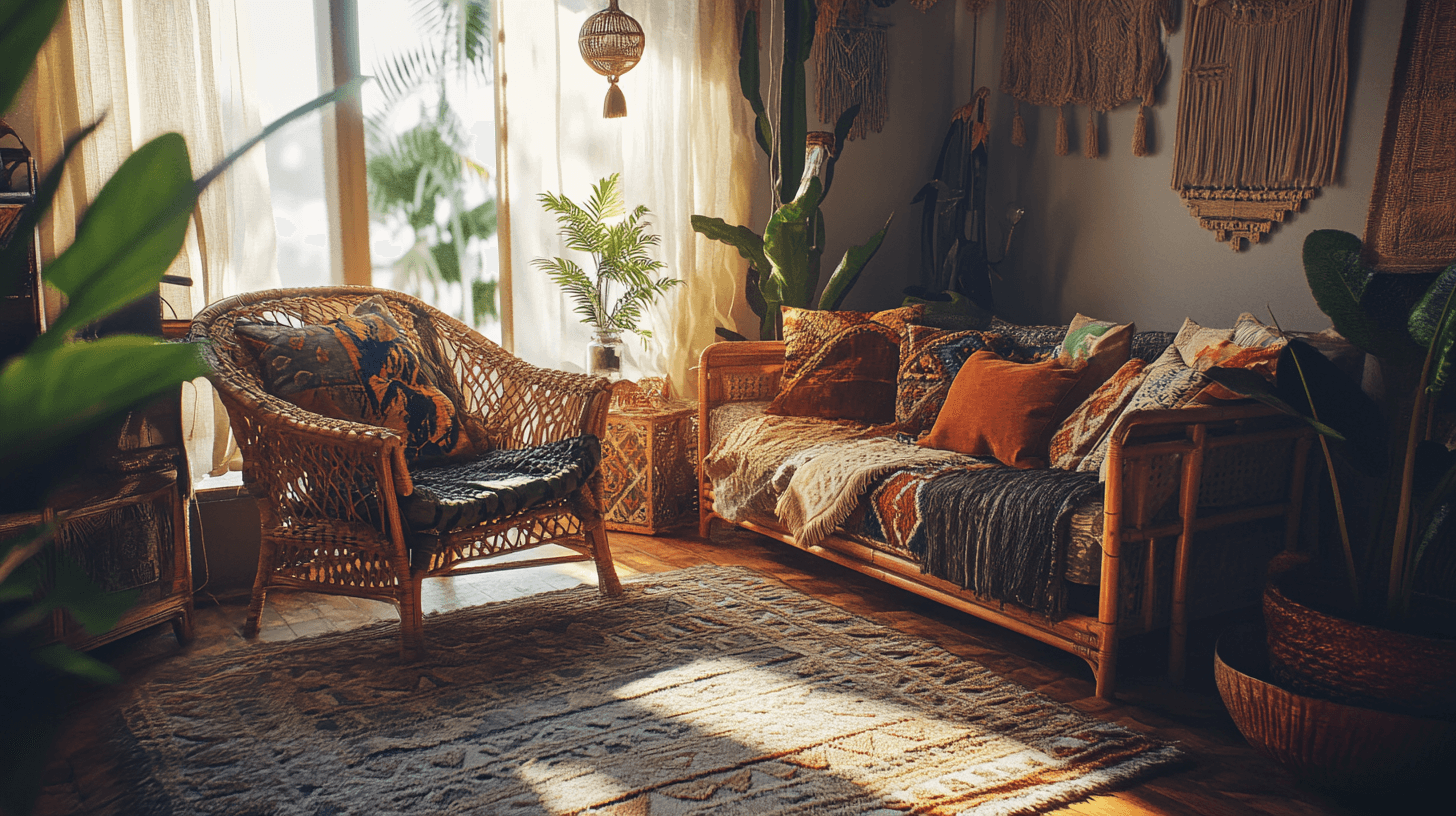 Tropický boho: Tropické vzory a přírodní materiály v souladu