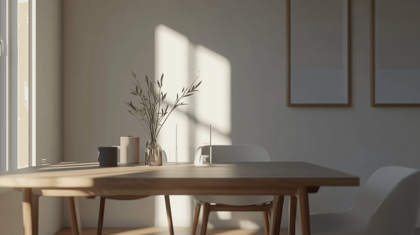 Barevné řešení v minimalistické jídelně