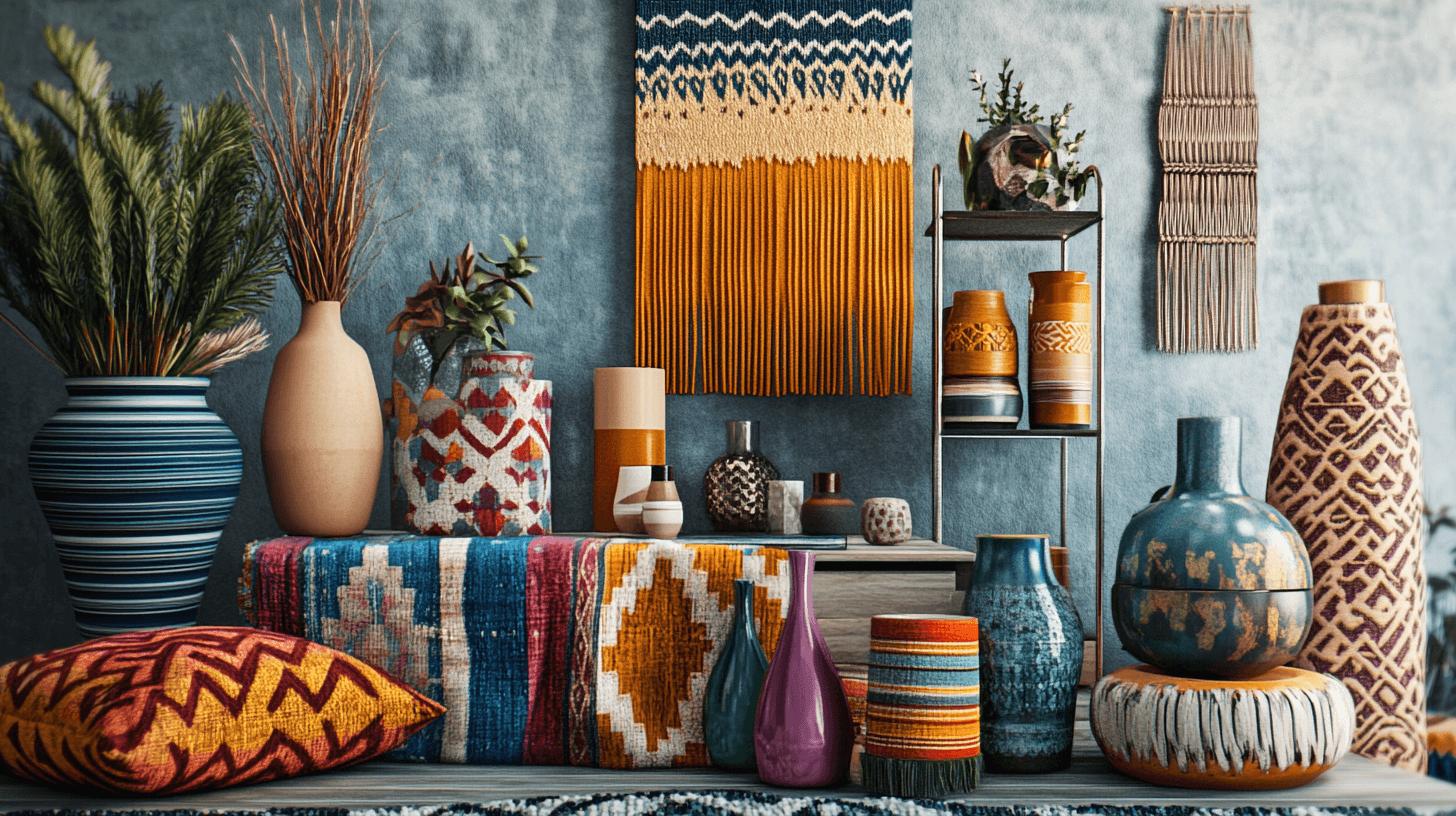 Dekorace a doplňky pro vzhled Boho-Mid-Century