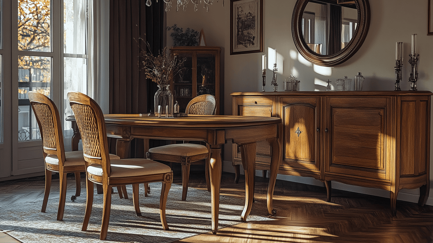 Klasické vybavení jídelny ve vintage stylu