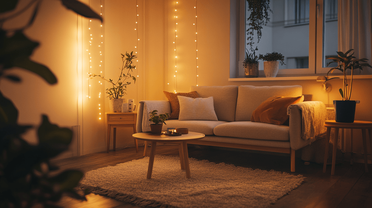 Obývací pokoj ve stylu Hygge: Minimalismus se setkává s útulností