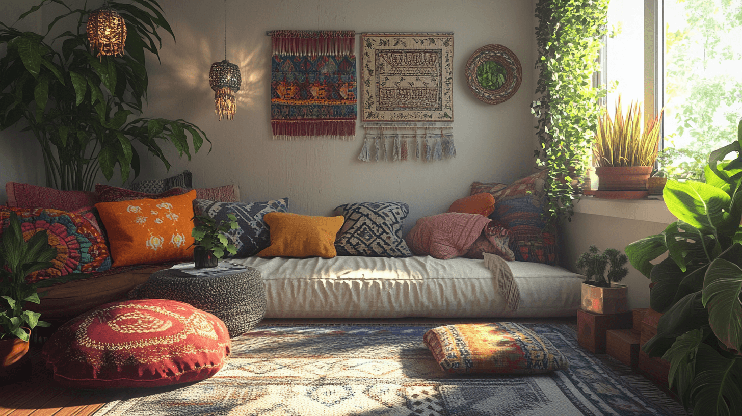 Obývací pokoj v boho stylu: Uvolněný a kreativní