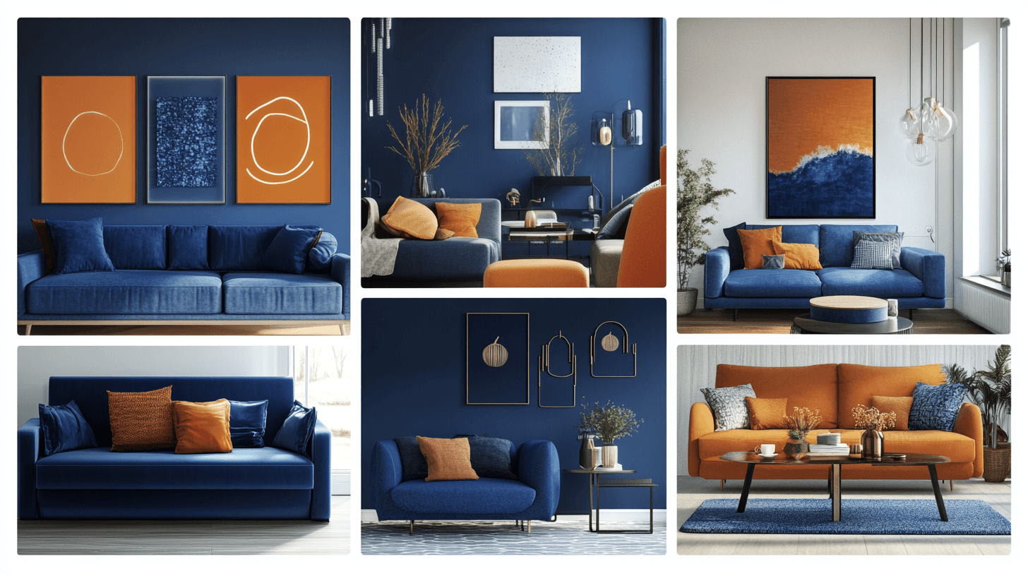 Styly bydlení: Modrá a oranžová v různých stylech zařízení
