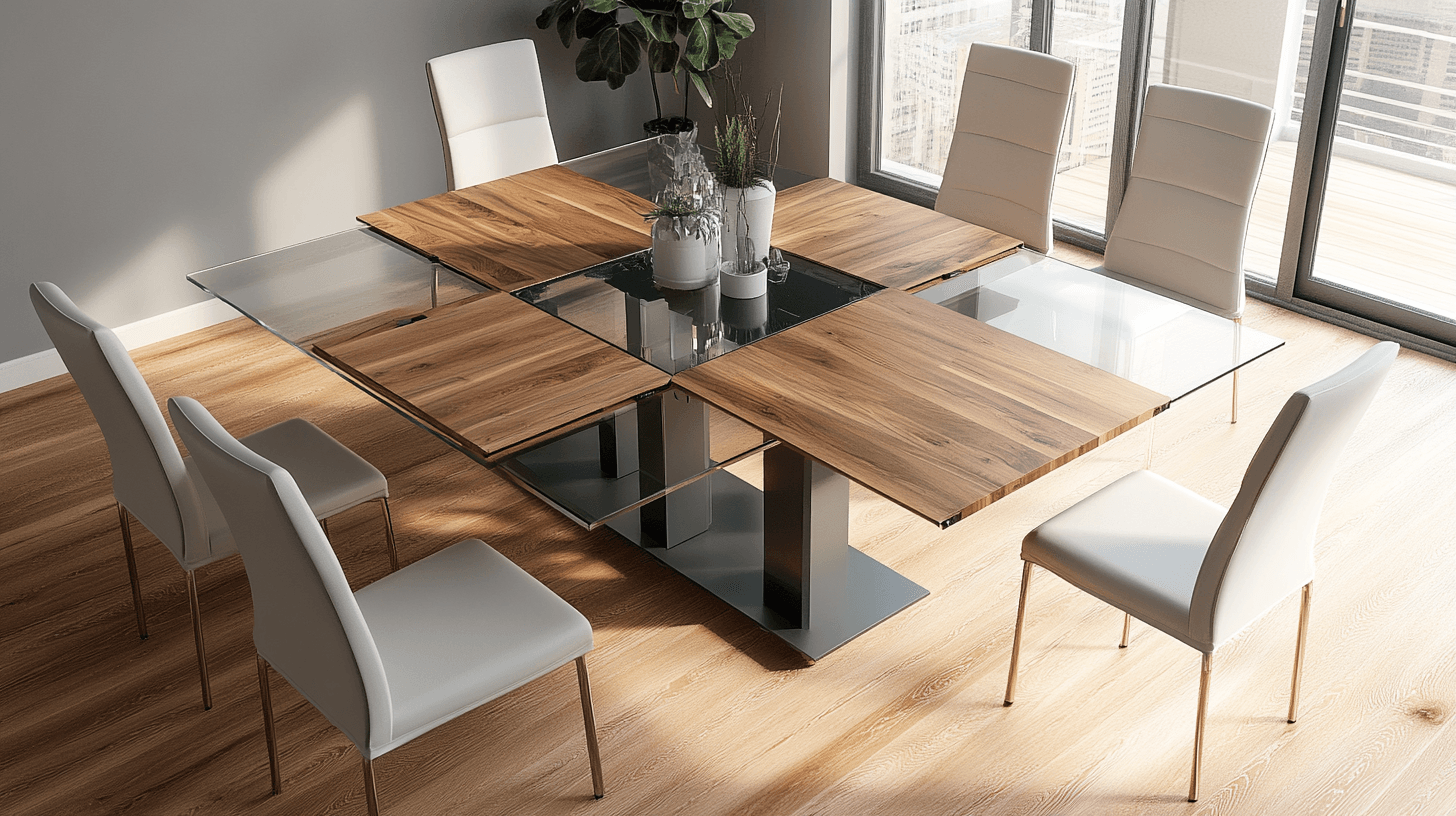 Materiály a designy pro rozkládací jídelní stoly