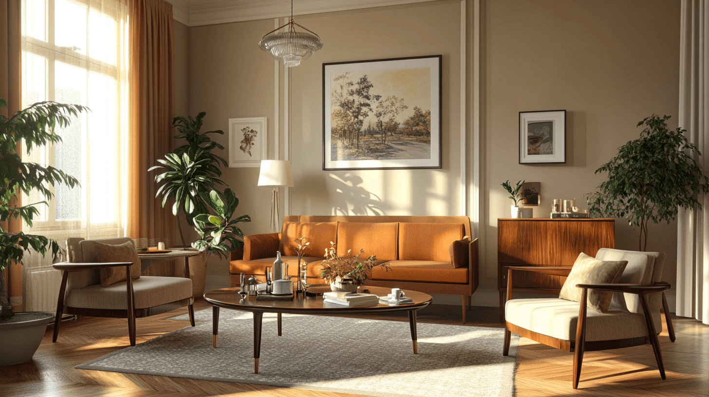 Obývací pokoj ve stylu Mid-Century: Klasika nově interpretována