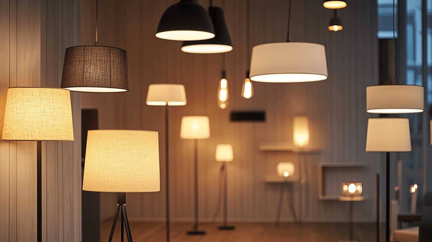 Různé druhy stojacích lamp a jejich funkce