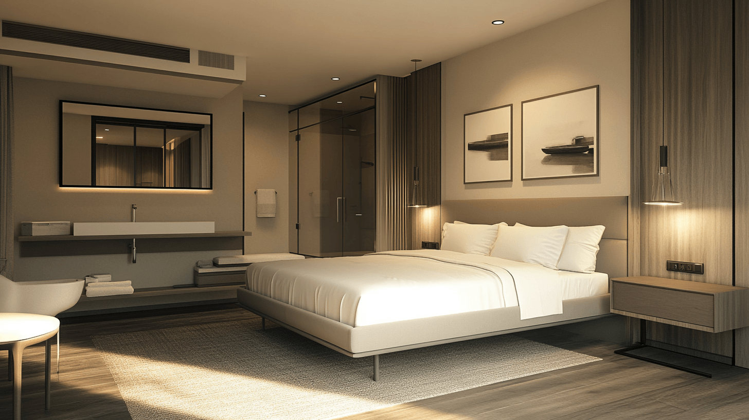 Návrhy designu pro harmonickou ložnici s vlastní koupelnou